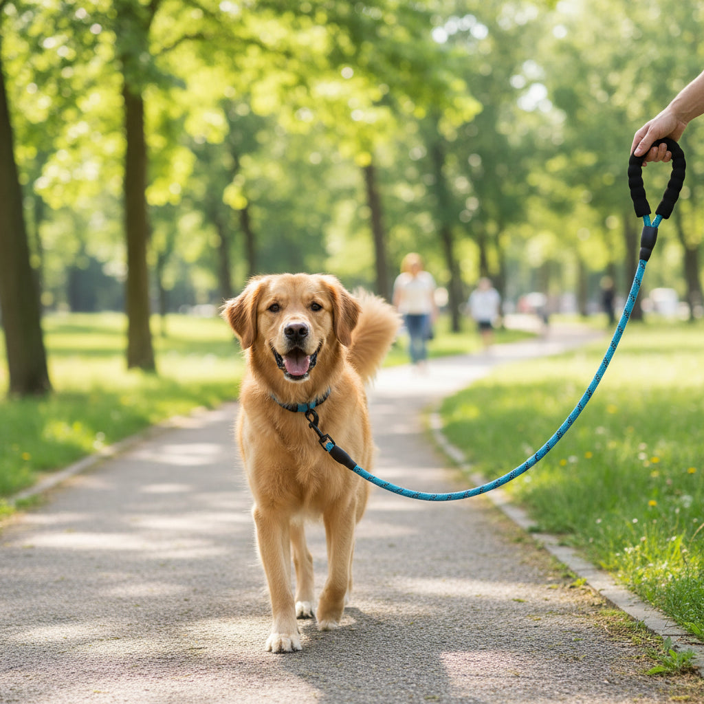 Laisse réfléchissante pour chien - coloris bleu, laisse résistante toutes tailles