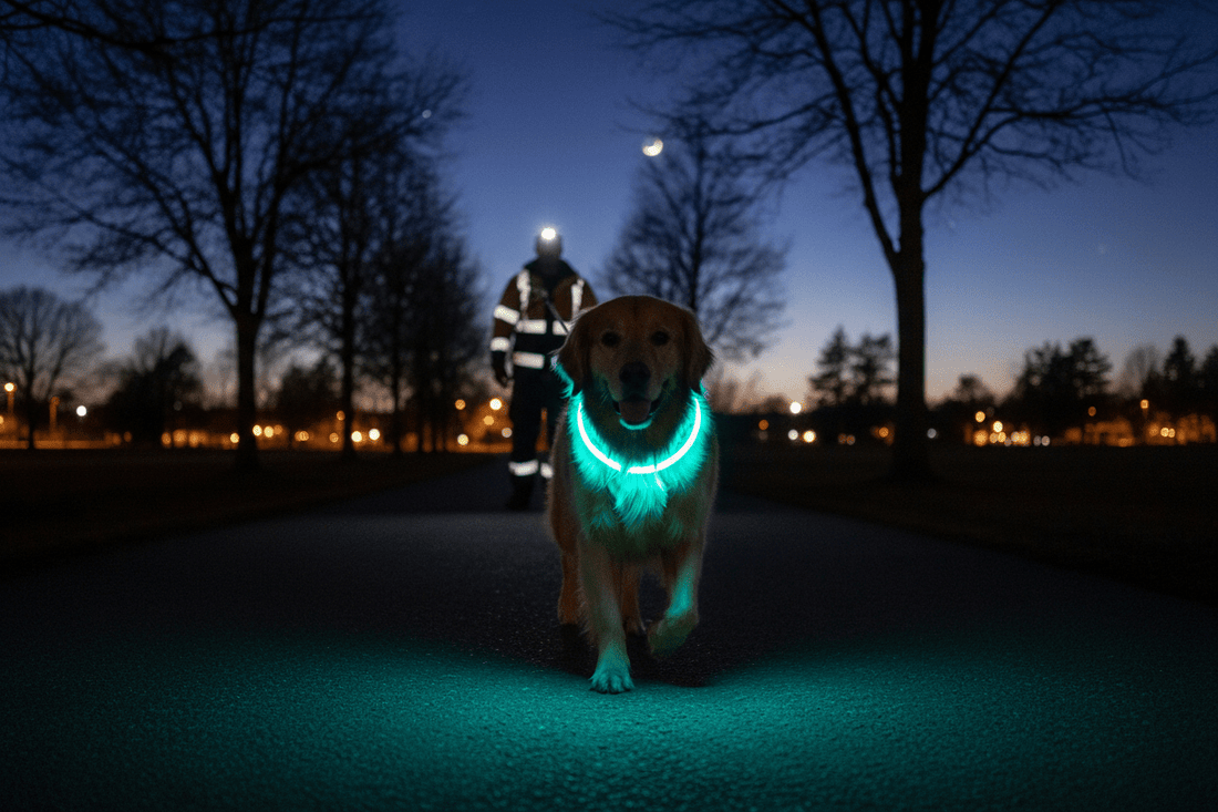 Collier lumineux pour chien : pourquoi c'est indispensable la nuit - Galaxie Des Chiens