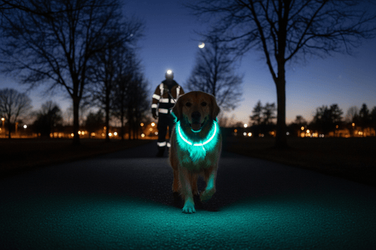 Collier lumineux pour chien : pourquoi c'est indispensable la nuit - Galaxie Des Chiens