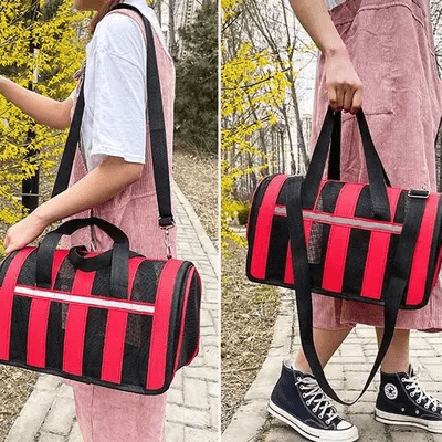 Sac de Transport Chien - MeshPetCarrier™ - Rouge - Galaxie Des Chiens