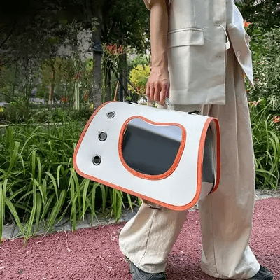 Sac de Transport pour Chien - vue latérale avec panneaux respirants- DogTravelBag™ - Orange - Galaxie Des Chiens