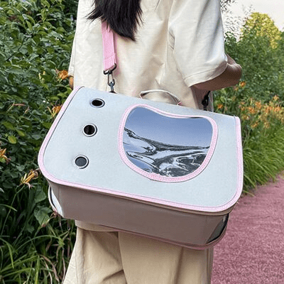 Sac de Transport pour Chien -porté à l'épaule avec sangle- DogTravelBag™ - Rose - Galaxie Des Chiens