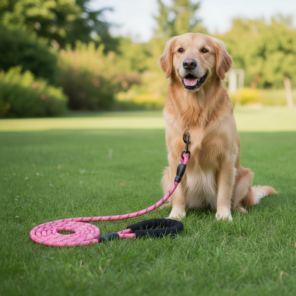 Laisse réfléchissante pour chien - coloris rose, idéale petite et moyenne race