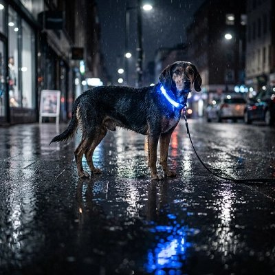 Collier Chien lumineux bleu avec boucle métallique pur accrocher la laisse