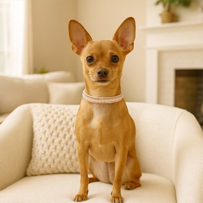 Collier chien Strass Durable & Confort - porté cristaux blancs et strass rose - Galaxie Des Chiens