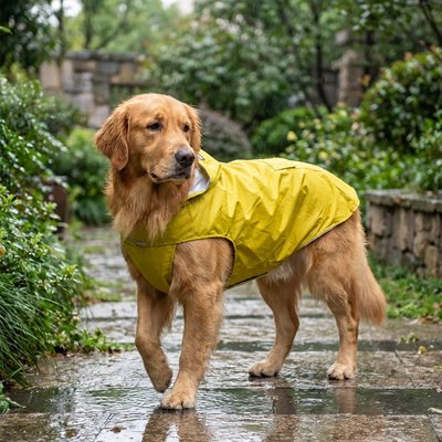 Imperméable pour chien​  confortable PluiProtect-jaune chien debout-Galaxiedeschiens-