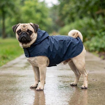 Imperméable pour chien​-sécurisé noir-PluiProtect-pochette sur le dessus-Galaxiedeschiens-