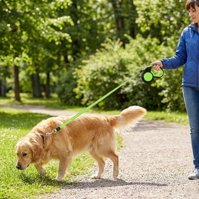  Laisse enrouleur pour chien Free walk verte- détail poignée ergonomique