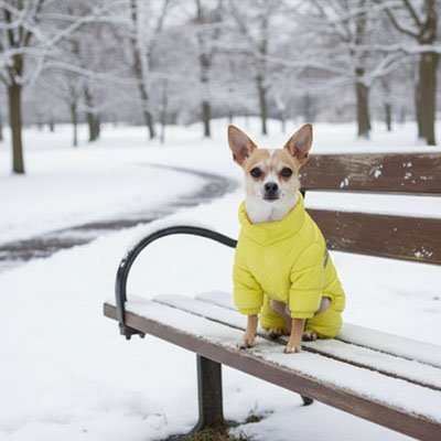 Manteau porté assis face jaune pour Chien | Confort Hivernal - Galaxie Des Chiens
