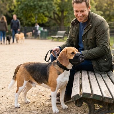 Muselière pour chien​ Confort Sécurité- réglable sur cou et museau- 